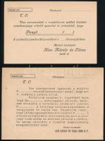 cca 1930 Kiss Károly és Társa Bank Rt. 2 db levelezőlap, kitöltetlen