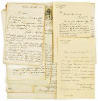 1854-1894 Zombath-család különféle levelezése és iratai, 16 db, közte okmánybélyeges papírok is, rajtuk: 50 kr, 1 ft., 2 db 15 kr. okmánybélyegekkel ,valamint egy m. kir. curiai irat.