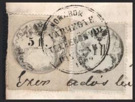 1858-1869 Győr, adóslevél 2000 forintról a Zombath és Sághy családok között, 2 viaszpecséttel, Komár...