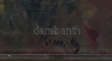 Olvashatatlan jelzéssel, feltehetően a XX. sz. elején működött magyar festő: Kecskék a tájban. Olaj,...