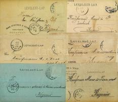 21 db céges levelezőlap az 1890-es évekből, mind futott, de a bélyegeket eltávolították