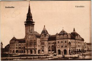 1917 Szabadka, Subotica; Városháza, Taussig Vilmos üzlete. Vasúti levelezőlapárusítás 3232. / town hall, shop