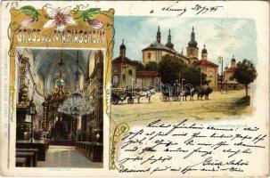 1899 (Vorläufer) Bohosudov, Mariaschein (Krupka, Graupen); Hochaltar / church interior, altar. Kunstverlag A. Teweles No. 365. Art Nouveau, floral (EB)