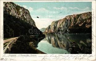 1901 Orsova, Kasanpartie / Cazane / Kazán-szoros. Hutterer G. kiadása / gorge, road (EK)