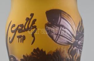 Gallé TIP jelzésű váza és lámpa búra nélkül, kopásnyomokkal, m:23,5-35cm