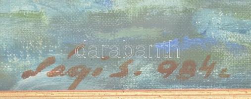 Sági Sándor (1917-2007): Színes vitorlások (Balaton). Olaj, vászon, jelzett. Hátoldalán a művész név...