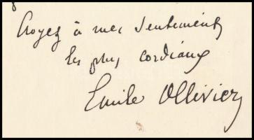 1894 Émile Ollivier (1825-1913) francia miniszterelnök, Liszt Ferenc vejének autográf levele / Autor...