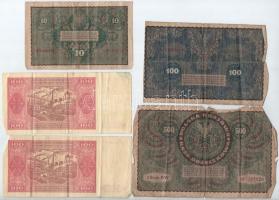 Lengyelország 1919. 10M + 100M + 500M + 1948. 100Zl (2x)T:III,III- szakadás, folt
Poland 1919. 10 M...