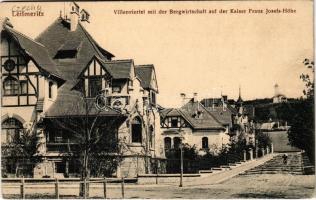 Litomerice, Leitmeritz; Villenviertel mit der Bergwirtschaft auf der Kaiser Franz Josefs-Höhe / villas