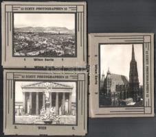 cca 1930-1940 Wien Serie 1-3, Bécs nevezetességeit bemutató fotógyűjtemény, 3x12 db, jó állapotban, 9,5x7 cm