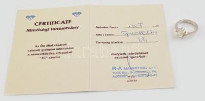 Arany (Au/14) Opálköves gyémánt (0,07ct) gyűrű, rozé és fehérarany, jelzett, 54-es méret, bruttó:4,1...