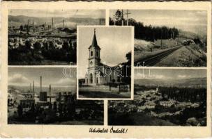 1943 Ózd, Vasgyár, templom, vasútvonal (EK)