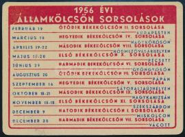 1956 Államkölcsön fém reklámos kártyanaptár 7x9,5 cm