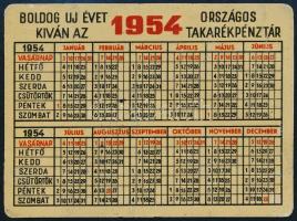 1954 OTP takarékbetét fém reklámos kártyanaptár 7x9,5 cm
