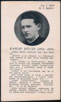 cca 1935-1940 Kaszap István (1916-1935) jezsuita novíciusról szóló emlékprospektus, Bp., Globus-ny., 6 p.