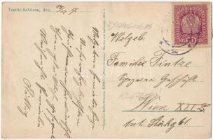 1917 Teplice, Teplitz-Schönau; Blick nach dem Schlossberg / synagogue (wet damage)