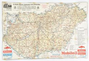 cca 1930 Királyi Magyar Automobil Club Magyarország térképe, 1:700.000, ragasztott, javított, 49x76 cm