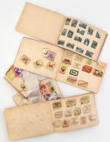 cca 1950-1960 Gyufacímke gyűjtemény, 3 db füzetben + szétesett kis berakóban