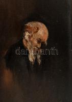 Olvashatatlan jelzéssel (jobbra lent): Zsidó (?) férfi portréja. Olaj, karton. Dekoratív fa keretben...