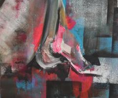 Nagy Imola (1976-): Lány maszkban. Akril, vászon, keret nélkül, jelzett, 80x100cm