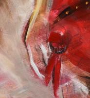 Nagy Imola (1976-): A nő piros ruhában. Akril, vászon, keret nélkül, jelzett, 60x80cm