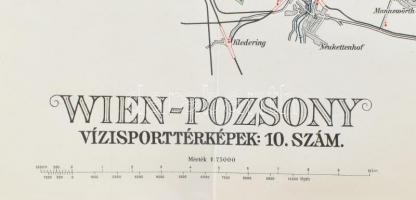 cca 1931 Wien-Pozsony Vízisporttérképek: 10. szám, Dévény-Gönyű, 1:75.000, egy-két ceruzás bejegyzés...