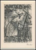 Kondor Béla (1931-1972): Asszony tükörrel. Rézkarc, papír, utólagos jelzéssel, paszpartuban, 11×8 cm