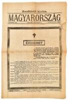 1898 Magyarország V. évf. 252. sz., 1898. szept. 2., rendkívüli kiadás Wittelsbach Erzsébet Sisi (1837-1898) magyar királyné halálának alkalmából, kissé sérült, 8 p.