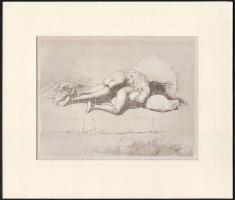 Zichy Mihály (1827-1906): Erotikus jelenet. Cinkográfia, paszpartuban, 14×18 cm