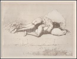 Zichy Mihály (1827-1906): Erotikus jelenet. Cinkográfia, paszpartuban, 14×18 cm