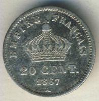 Franciaország / II.Császárság 1867A 20c Ag III.Napóleon T:2-/3+