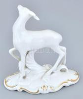 Royal Dux porcelán őz, kézzel festett, jelzett, minimális kopással, 10x6x11 cm