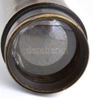 Régi réz távcső, sérült, h:30cm