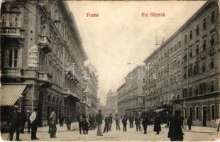 Fiume, Rijeka; Via Adamich / street view, Hotel Lloyd, Grand Hotel Europe. Wagner advertisement on the backside (EM)