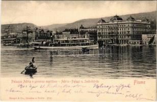 1902 Fiume, Rijeka; Palazzo Adria e governo maritimo / Adria palast und Seebehörde / palace, maritime government, steamship