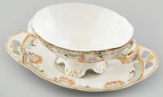 Versailles porcelán tálka, kézzel festett, jelzett, kis kopással, 15x9,5x5 cm