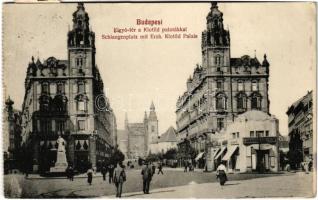 1912 Budapest V. Kígyó tér a Klotild palotákkal, Skriván Ferenc üzlete (EK)