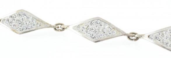 Ezüst (Ag) strasszos karlánc, jelzett, bruttó:10g h: 19cm