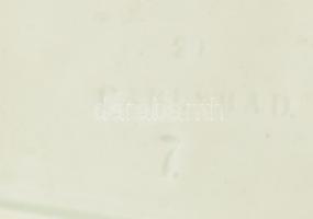 Carlsbad kínai mintás készlet, tál + 6 db tányér. Kézzel festett, benyomott jelzéssel, kopott, 25x18...