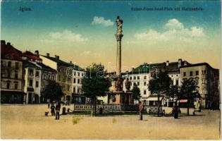 Jihlava, Iglau; Kaiser Franz Josef Platz mit Mariensäule / square, statue
