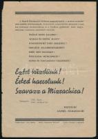1946 Bp., Magyar Cionista Szövetség Mizrachi Szakosztályának röplapja, 4p