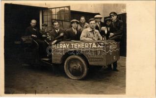 ~1930 Budapest XIII. Méray telep, Tehertaxi háromkerekű kocsija sofőrökkel. Lehel utca 10., photo