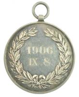 1906. "A.A.C. II. / 1906. IX.8." jelzett Ag sport díjérem "S.G.A." gyártói jelzé...