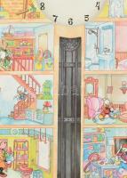 Hány óra van, Disnep oktatótábla, kopott, 47x24cm