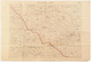 cca 1920-1930 Dunaszerdahely és Hédervár térképe, a trianoni határvonal megjelölésével, 1 : 75.000, hajtva, szélén kis sérülésekkel, foltokkal, 62x42 cm