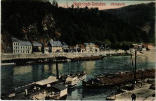 Decín, Bodenbach-Tetschen; Obergrung / barges, SS Austria steamship