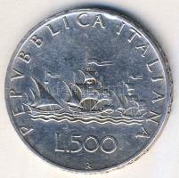 Olaszország 1964. 500L Ag "Kolombusz hajói" T:2/3 ph.