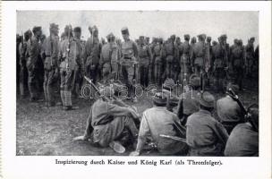 Inspizierung durch Kaiser und König Karl (als Thronfolger) / WWI Austro-Hungarian K.u.K. military, Charles I of Austria with soldiers