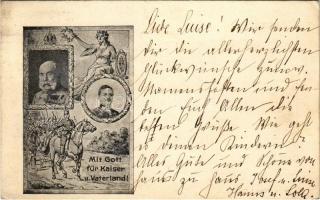 1915 Mit Gott für Kaiser und Vaterland! Feldpostkarte / WWI Austro-Hungarian K.u.K. military art postcard, patriotic propaganda, Viribus Unitis (EK)