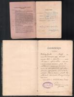 cca 1910-98 vegyes okmány tétel, össz 8 db: cca 1910 Debreceni Református Főiskola leckekönyv, többe...